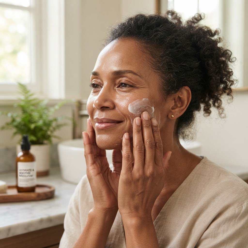 Applying fragrance-free moisturizer after retinol for sensitive skin