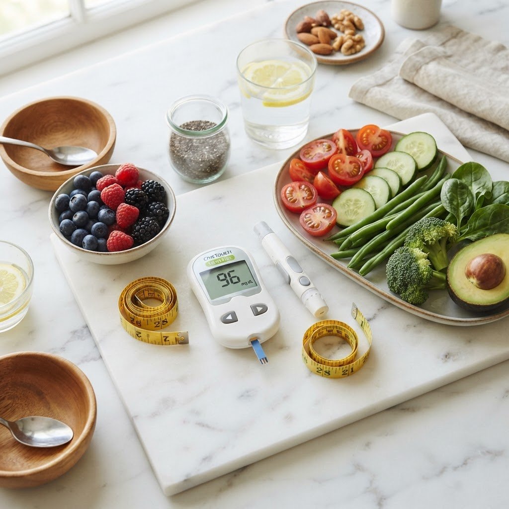 Blood sugar support supplements with fresh vegetables