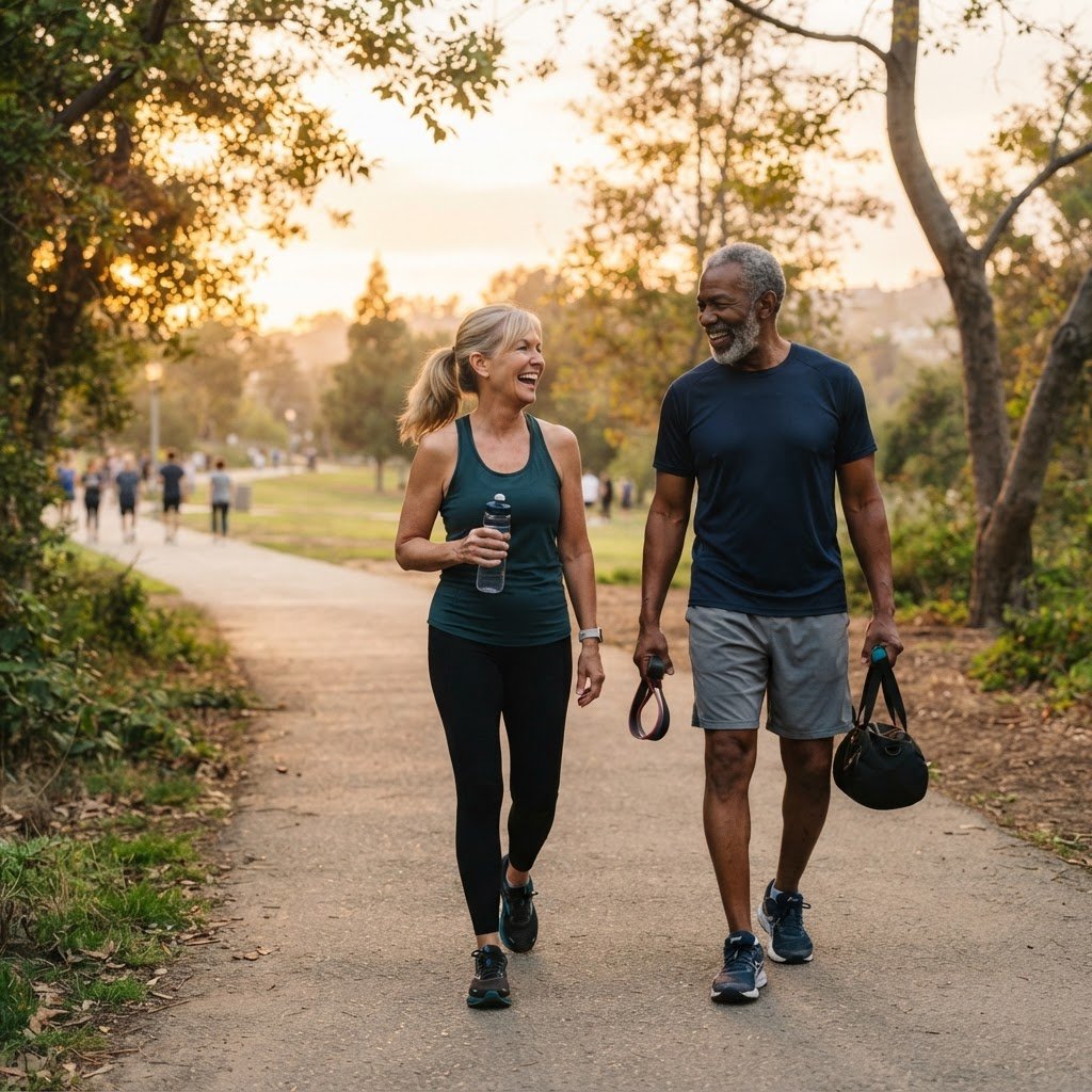 older adults walking after strength training
